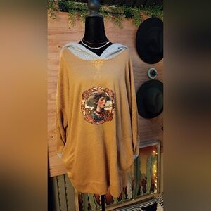 Western pressed lightweight hooded sweater